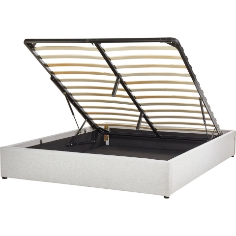 Beliani-DINAN-Tweepersoonsbed-Lichtgrijs-160 x 200 cm-Polyester
