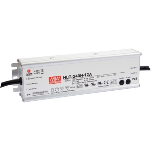 Mean Well HLG-240H-12A LED-driver, LED-transformator Constante spanning, Constante stroomsterkte 192 W 16 A 12 V/DC PFC-schakeling, Overbelastingsbescherming,