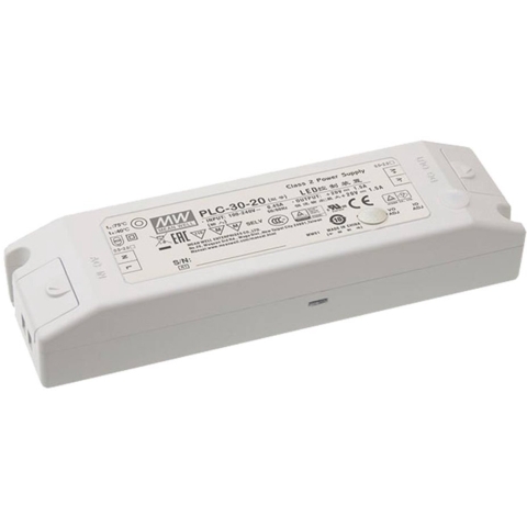 Mean Well PLC-30-12 LED-driver, LED-transformator Constante spanning, Constante stroomsterkte 30 W 0 - 2.5 A 12 V/DC Niet dimbaar, PFC-schakeling,