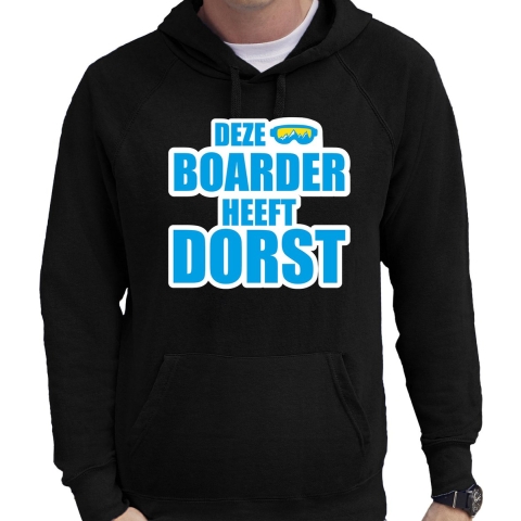 Apres ski hoodie Deze snowboarder heeft dorst zwart heren - Wintersport capuchon sweater M -