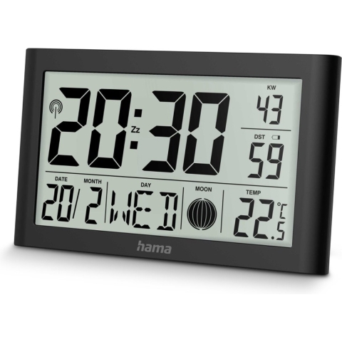 Hama Digitale DCF Wandklok Martinique + Thermometer en Hygrometer Zwart