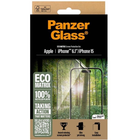 PanzerGlass Eco Matrix 2869 Screenprotector (glas) Apple iPhone 15, iPhone 16 1 stuk(s) Anti-vingerafdruk, Krasvast
