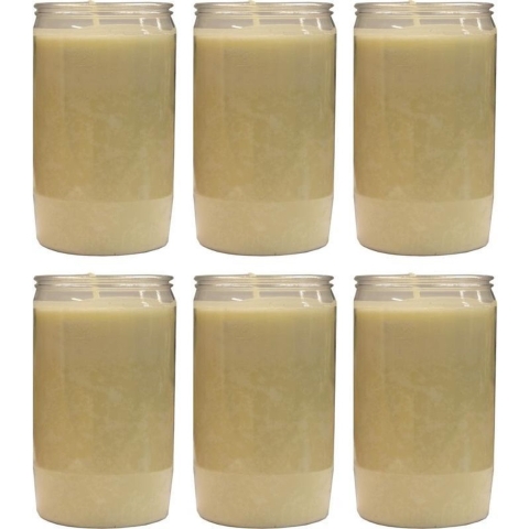 Grafkaars/gedenklicht - 6x - wit - 7 x 15 cm - 6 dagen brandtijd -