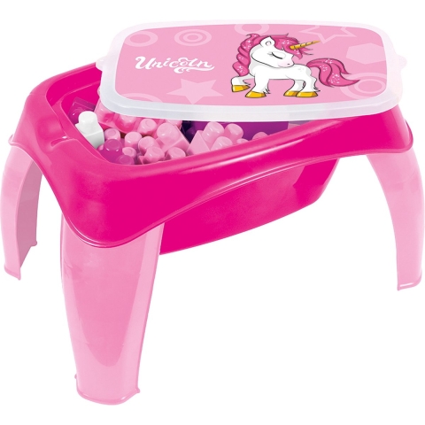 Dolu Eenhoorn Activiteitentafel + 30 Blokken Roze