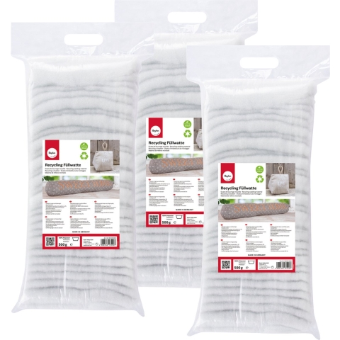 Hobby vulmateriaal wattevlies - 3x - wasbaar - voor knuffels/kussens/kleding - 500 gram - polyester -