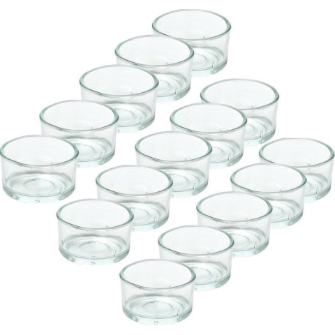 15x Theelichthouders/waxinelichthouders van glas 4,2 x 3 cm -
