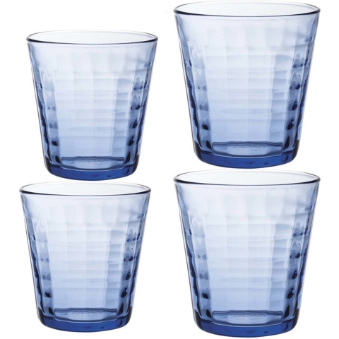 Set van 16 drinkglazen/waterglazen blauw 220/275 ml Prisme -