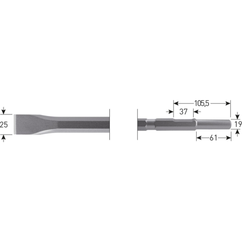 Rotec 6-kant Plattebeitel 25x460mm 6-kant ø21,0 / ø19x66 - 2154012
