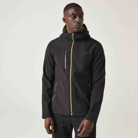 Ragetta RG705 Navigate 2-Layer Hooded Softshell Jacket - Black/Lime - XL