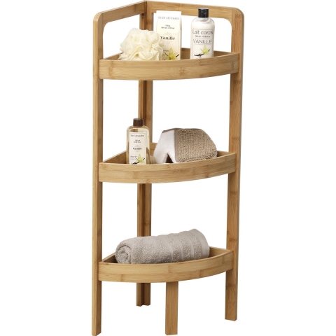 Hoekkast met 3 planken - bamboe hout - 85 x 29 x 29 cm - opbergkast / wandkast -