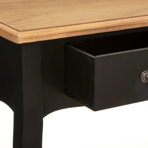 Bijzettafel/nachtkastje Palace - zwart/naturel - MDF hout - 2 lade - 87 x 34 x 78 cm -
