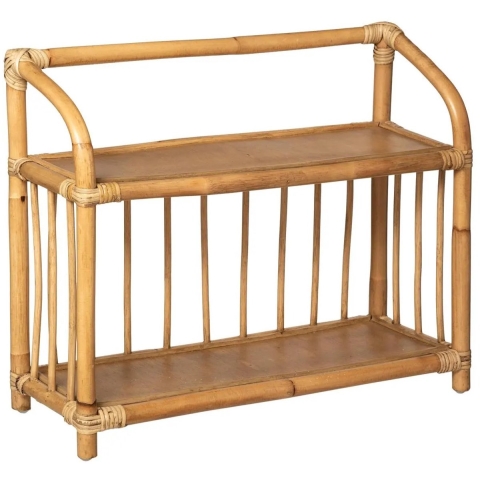 Opbergrekje 2-laags met planken - rotan - 60 x 20 x 50 cm - meubels -