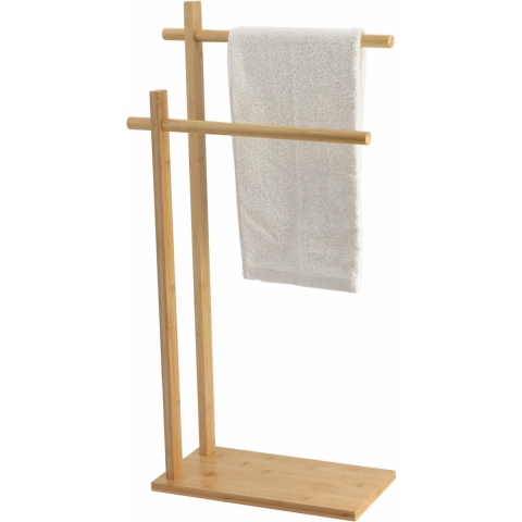 Handdoeken ophangrek/houder - badkamer - bamboe hout - 40 x 21 x 84 cm - naturel -
