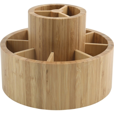 Make-up/pennen sorteer organizer - rond draaibaar bakje - 20 x 15 cm - bamboe -