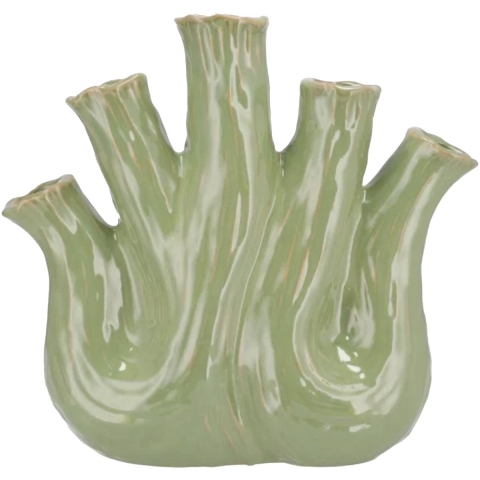 DK Design Bloemenvaas Aglio Ovaal - vaas voor tulpen - groen - 36 x 17 cm - toetervaas -