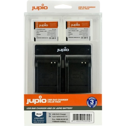 Jupio Kit: 2 x camera-accu DMW-BCM13E 1150mAh + USB Dual lader