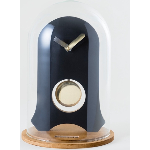 KLOQ Stolpklok in glas - Satijn Zwart & Glimmend Goud