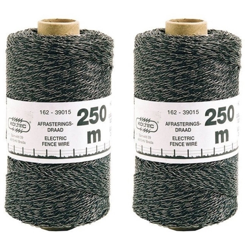 2x Schrikdraad kunststof zwart 2 mm 12 PE 250 meter -