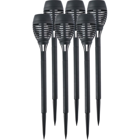 6x Solar tuinlampen fakkels/toortsen met vlam effect 48 cm -