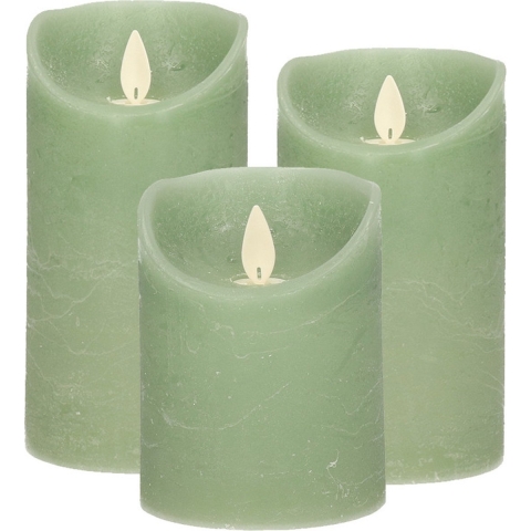 Set van 3x stuks Jade Groen LED kaarsen met bewegende vlam -