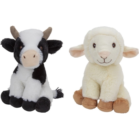 Pluche boerderijdieren knuffels Koe en Schaap van 23 cm -