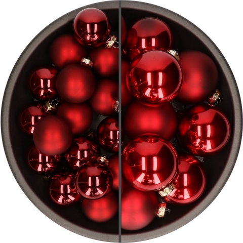 Othmar Decorations kerstballen - 46x st - rood - glas - mix 6 en 8 cm - mat/glans -