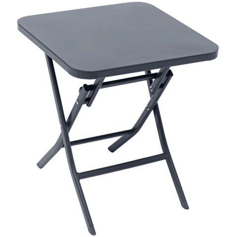 Bijzettafel/tuin tafel Oase - metaal - donkergrijs - 40 x 40 x 45 cm - voor buiten - inklapbaar -