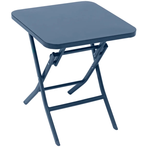 Bijzettafel/tuin tafel Oase - metaal - blauw - 40 x 40 x 45 cm - voor buiten - inklapbaar -
