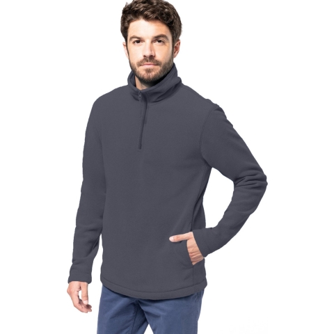 Fleece trui - donkergrijs - warme sweater - voor heren - polyester XL -