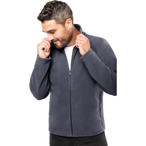 Fleece vest met rits - donkergrijs - warme sweater - trui - heren - polyester L -