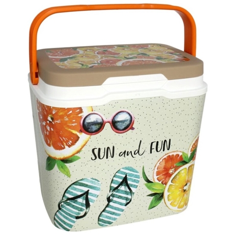 Beach Vibes Koelbox - 29 liter - kunststof - summer print - 39 x 27 x 37 cm -