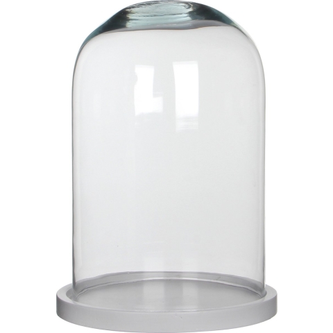 Mica Decorations Stolp Hella - glas en wit eikenhout - 21 x 30 cm -