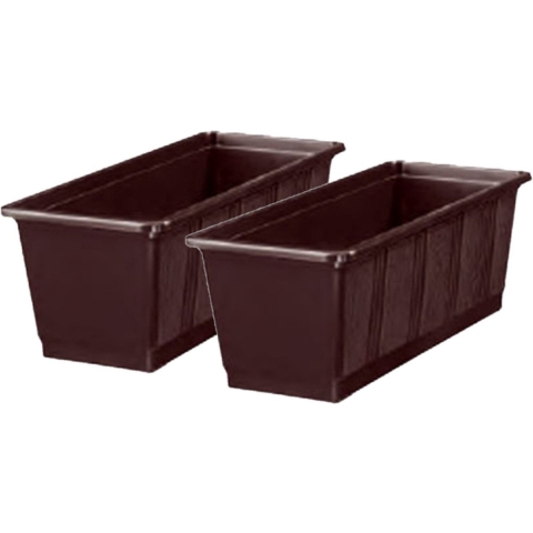 Plantenbak/bloembak - 4x - bruin - rechthoekig - 60 x 17,5 x 14,5 cm -