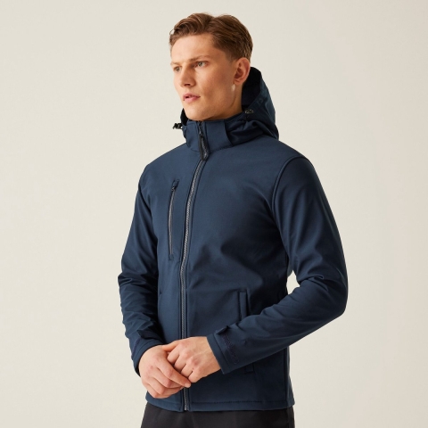 Ragetta RG701 Venturer 3-Layer Printable Hooded Softshell Jacket - Navy/Navy - L