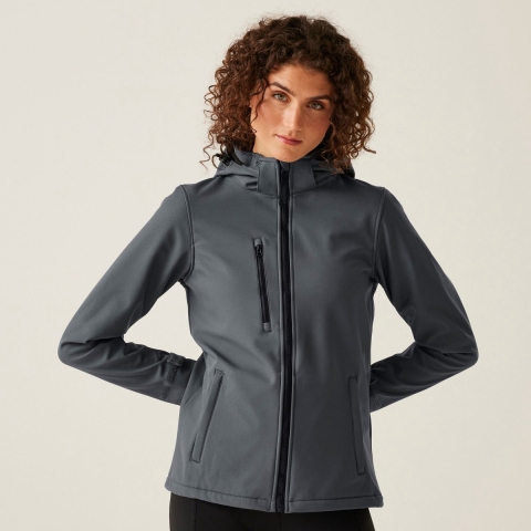 Ragetta RG702 Women´s Venturer 3-Layer Printable Hooded Softshell Jacket - Seal Grey/Black - 46 (20)