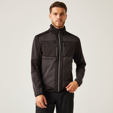 Ragetta RG720 E-volve Unisex Knit Effect Stretch Midlayer Jacket - Ash (Heather)/Black - S