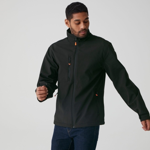 Ragetta RG739 Thermogen Powercell 5000 Heated Softshell Jacket - Black/Magma Orange - L