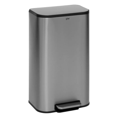 Prullenbak/pedaalemmer Norvik - mat zilver - rvs metaal - 30 liter - 36 x 30 x 61 cm - keuken -