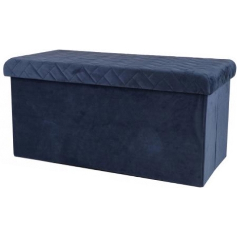 Hocker bank - poef XXL - opbergbox - donkerblauw - polyester/mdf - 76 x 38 x 38 cm - opvouwbaar -