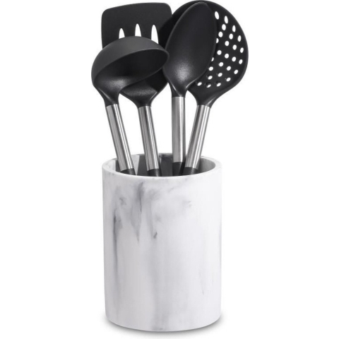 Keukengerei set van 4x stuks in marmer look houder -