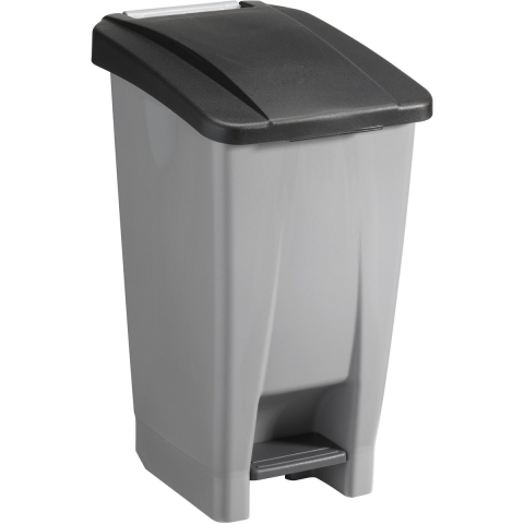 Afvalcontainer/rolemmer/pedaalemmer Basic - zwart - 60 liter - 49 x 38 x 70 cm - huis/tuin afval -