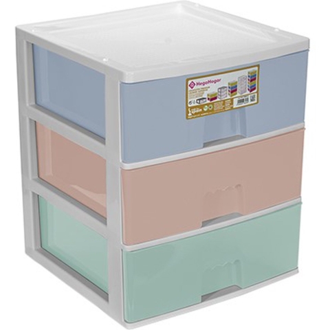 Ladeblokje - 3 lades - gekleurd - 38 x 38 x 44 cm - kunststof - ladekastje -