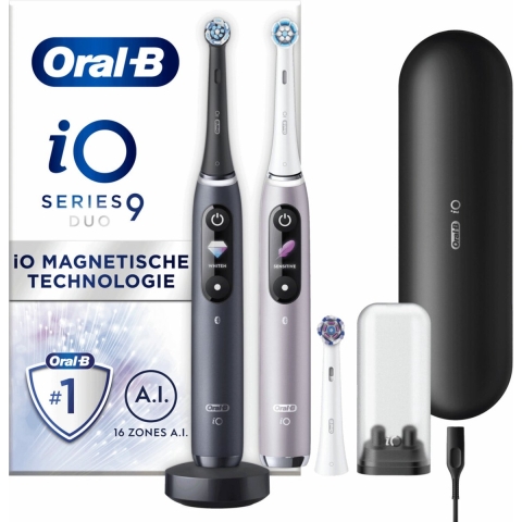 3x Oral-B Elektrische Tandenborstel iO 9 Duo Zwart&Roze 2 stuks