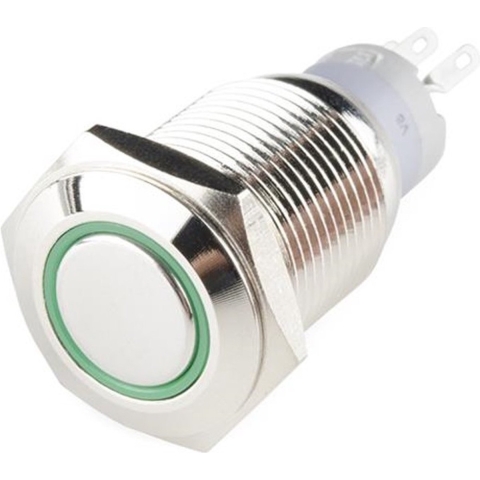 Hollex Puls Drukknop RVS 12V LED groen