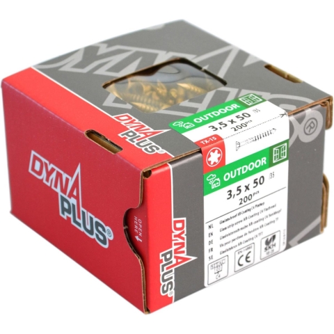 DynaPlus 0283.08.41901 Vlonderschroef - TX20 - 5.0 X 50/30mm - 60 Graden Platkop - Deeldraad - Verzinkt (200st)
