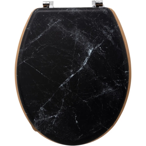 5Five Toiletbril Rome - zwart marmer print - MDF hout - universeel - standaard wc bril -