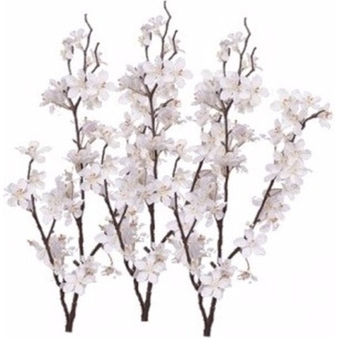 3x Stuks witte appelbloesem kunstbloem/tak met 57 bloemetjes 84 cm -