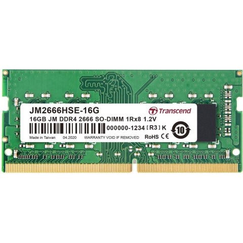 Transcend JetRAM Werkgeheugenmodule voor laptop DDR4 16 GB 1 x 16 GB Non-ECC 2666 MHz 260-pins SO-DIMM CL19 JM2666HSB-16G