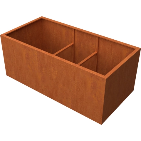 Artesa Rechthoekige plantenbak cortenstaal L200 x B100 x H80 cm - Geroba