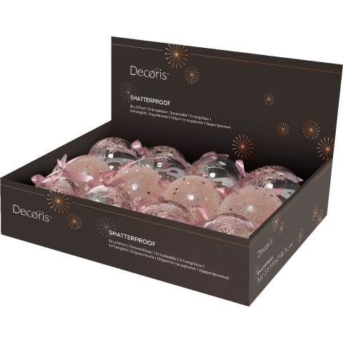 Decoris Kerstballen Van Kunststof 3 Assorti Kleuren In Doos A 12 Stuks Blush